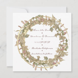 Reserva La Fecha Salvar la fecha Wreath Cottage Gold White Green