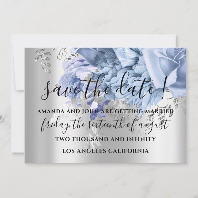 Reserva La Fecha Salven a los Rosas Boda Bride Silver Blue (Anverso)