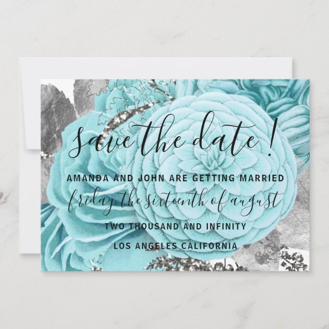 Reserva La Fecha Salven La Fecha Boda Rosas De Novia Aqua (Anverso)
