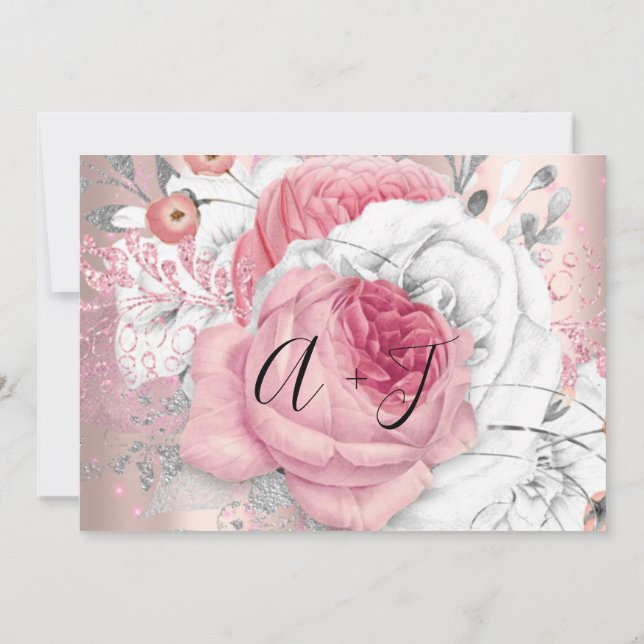 Reserva La Fecha Salven La Fecha Boda Rosas De Novia Pink Silver (Reverso)