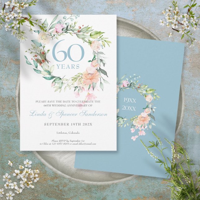 Reserva La Fecha Salven la fecha de 60 años Rosas Garland (Save the Date 60th Anniversary Roses Garland)