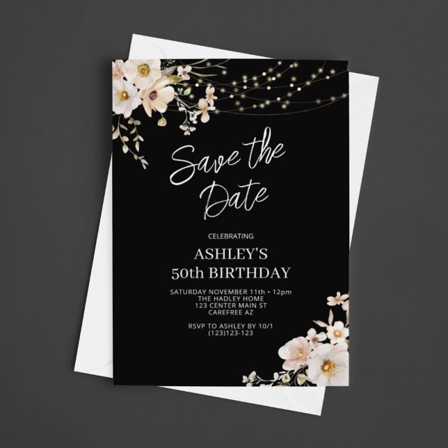 Reserva La Fecha Salven la fecha elegante Floral 50 cumpleaños (Subido por el creador)