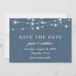 Reserva La Fecha Salven la fecha Rustic Farmhouse Blue String Light