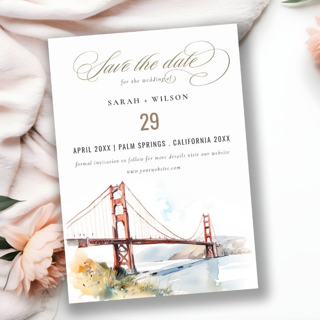 Reserva La Fecha San Francisco Golden Gate Bridge Landscape Wedding (Subido por el creador)
