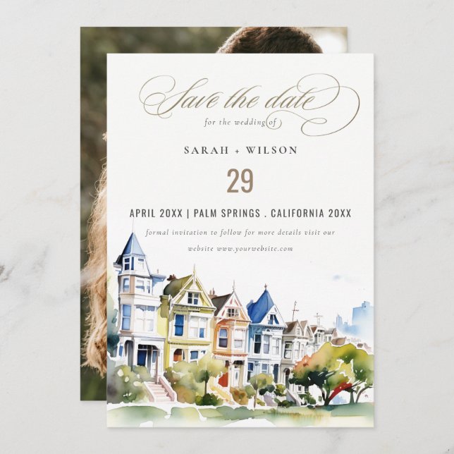 Reserva La Fecha San Francisco Painted Ladies Scape Photo Wedding (Anverso / Reverso)