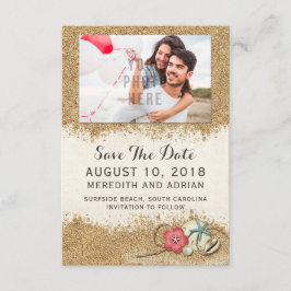 Reserva La Fecha Sandy Beach Hibiscus Wedding Save The Date Photo