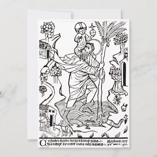 Reserva La Fecha Santo Cristóbal católico romano (Anverso)