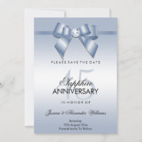 Sapphire Gem Bow & Ribbon 45° Aniversario Boda