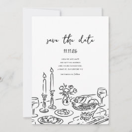 Reserva La Fecha Save The Date Caprichoso Dibujado a Mano Minimalis