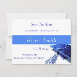 Reserva La Fecha Save The Date Cards - Blue Graduation Cap