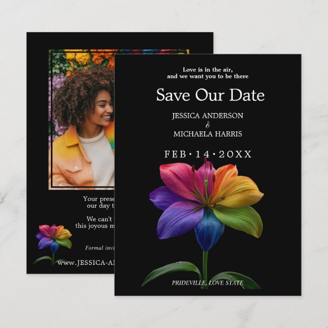 Reserva La Fecha 🌈 Save the Date de la Lily Arcoíris — Foto en la  (Anverso / Reverso)