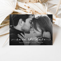 Save the Date | Delicate Script Photo and QR Code