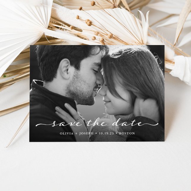 Reserva La Fecha Save the Date | Delicate Script Photo and QR Code (Subido por el creador)