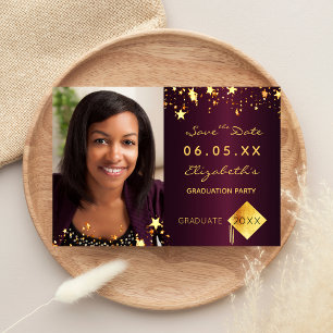 Reserva La Fecha Save the Date graduation party burgundy foto 2023