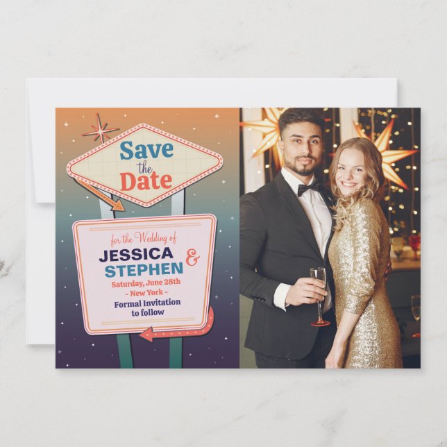Reserva La Fecha Save the Date Las Vegas Casino Photo Boda (Anverso)