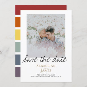Reserva La Fecha Save the Date LGBTQ Rainbow Personalized Photo