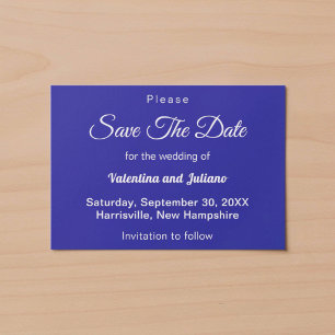 Reserva La Fecha Save The Date Minimalista Azul Oscuro para Boda