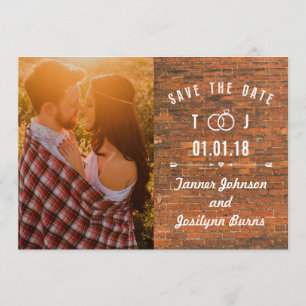 Reserva La Fecha Save the Date Modern Brick Wall Photo