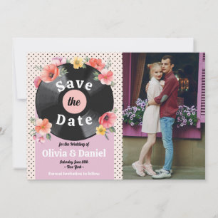 Reserva La Fecha Save The Date Photo Record Boda Floral 1950