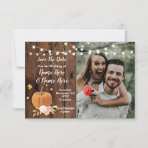 Save the Date Photo Wood Pumpkin Photo Boda
