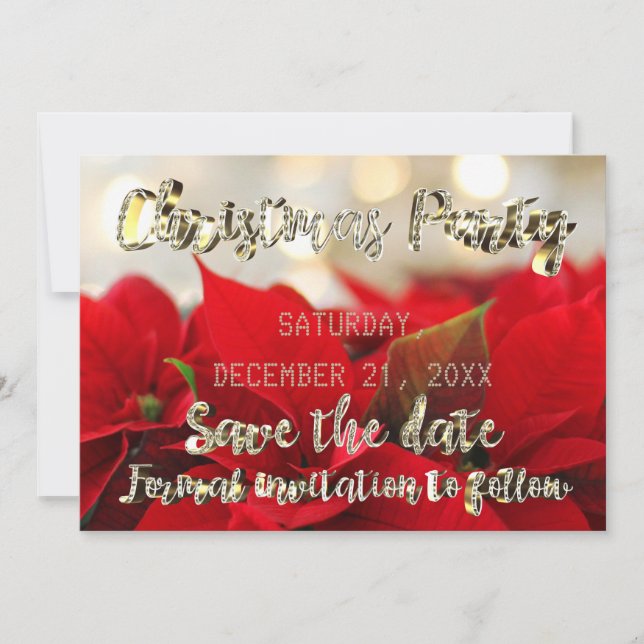 Reserva La Fecha Save the Date Poinsettia Red Gold Fiesta (Anverso)