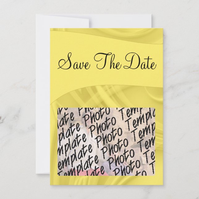 Reserva La Fecha "Save the Date" Rizos Sobre Amarillo (Anverso)