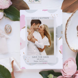 Reserva La Fecha Save the Date Romantic Couple Purpurina Floral Pho