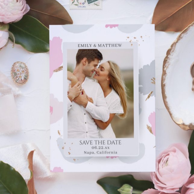 Reserva La Fecha Save the Date Romantic Couple Purpurina Floral Pho (Subido por el creador)