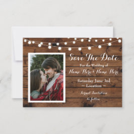 Reserva La Fecha Save the Date Rustic Wood Rustic Photo Invite