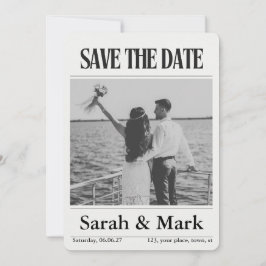Reserva La Fecha Save the Date vintage newspaper trending round