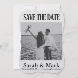 Reserva La Fecha Save the Date vintage newspaper trending round