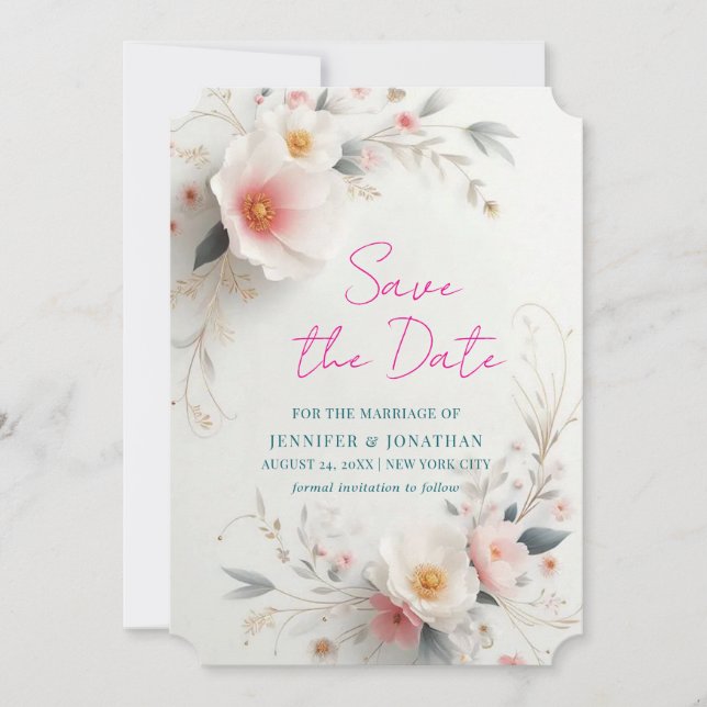 Reserva La Fecha Save The Date Watercolour Aquarell Flowers Script (Anverso)