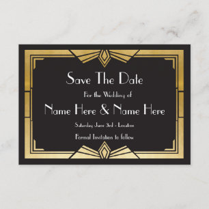Reserva La Fecha Save The Date Wedding Party 1920's Gold ites