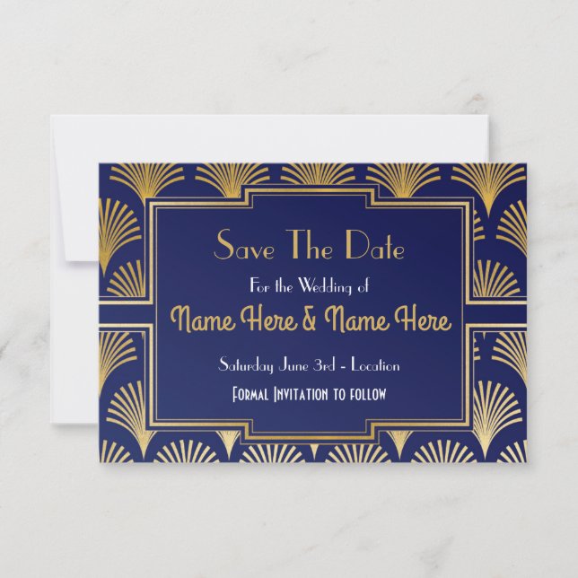 Reserva La Fecha Save The Date Wedding Party Twentis Gold Fan Deco (Anverso)