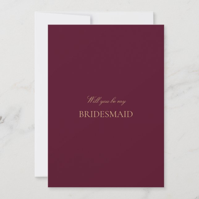 Reserva La Fecha Script Gold Burgundy Bridesmaid (Tarjeta de propue (Anverso)