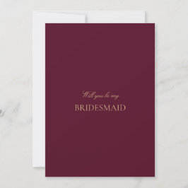 Reserva La Fecha Script Gold Burgundy Bridesmaid (Tarjeta de propue
