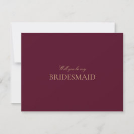 Reserva La Fecha Script Gold Burgundy Bridesmaid (Tarjeta de propue
