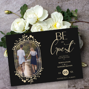 Reserva La Fecha Sea nuestro invitado Boda negro Moda Floral Frame