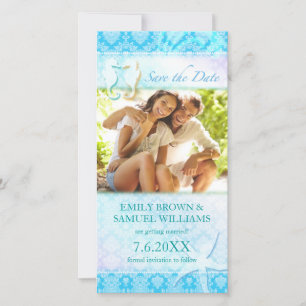 Reserva La Fecha SeaHorse Beach Wedding Photo Save the Date Card