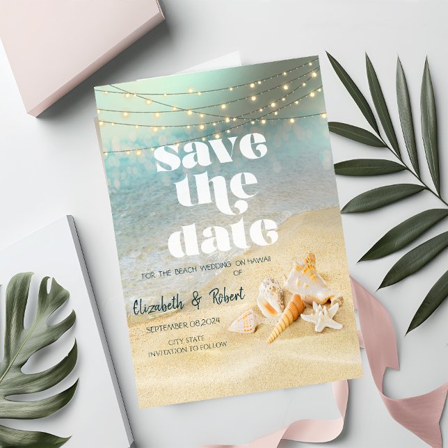 Reserva La Fecha Seashells De Bodas De Playa Luces De Cadena SaveTh (Subido por el creador)