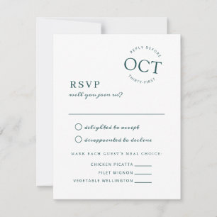 Reserva La Fecha Sello de fecha moderno profundo verde RSVP de boda