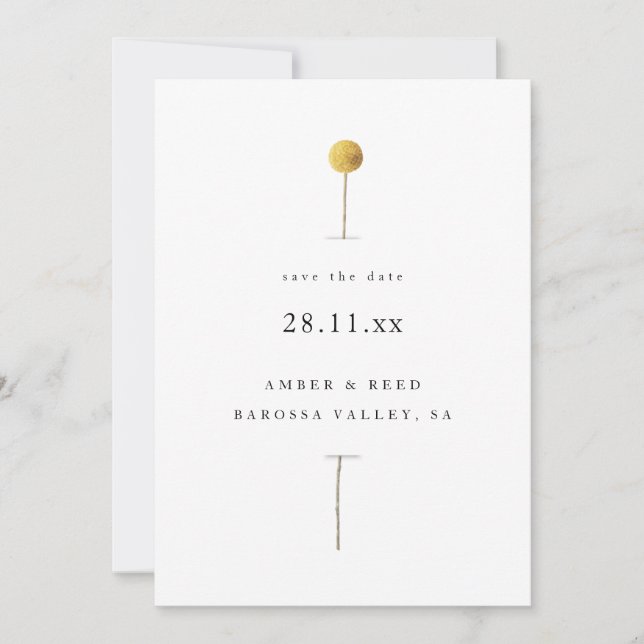 Reserva La Fecha Sencilla acuarela amarillo estadio floral Minimali (Anverso)