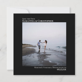 Reserva La Fecha Sencilla Artsy Minimal Square Photo Black Boda