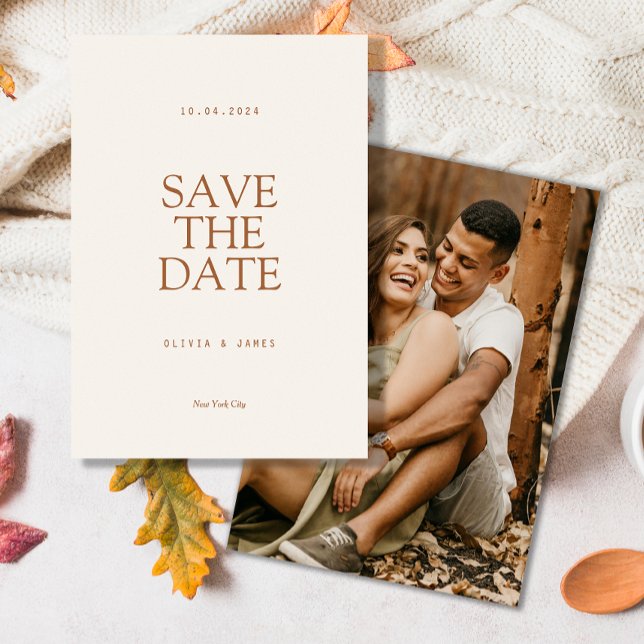 Reserva La Fecha Sencilla Boda de Foto de Otoño Cálido (Subido por el creador)