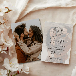 Reserva La Fecha Sencilla elegancia de la corona de 2 fotos Boda de
