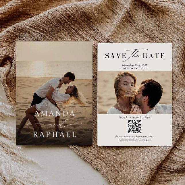 Reserva La Fecha Sencilla Elegante Boda de Código QR de Foto (Subido por el creador)