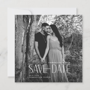 Reserva La Fecha Sencilla Pareja B/W Foto Moderna Plaza Save Date