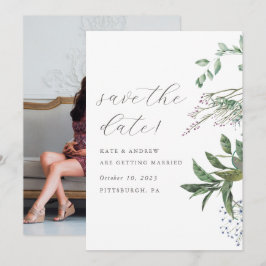 Reserva La Fecha Sencilla vegetación Boda de Meadow Foto Guardar la