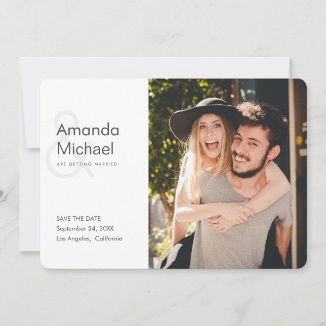 Reserva La Fecha Sencilla y elegante boda fotográfica moderna salva (Anverso)