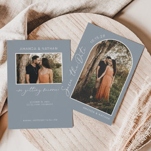 Reserva La Fecha Sencilla y elegante foto Boda azul turbio